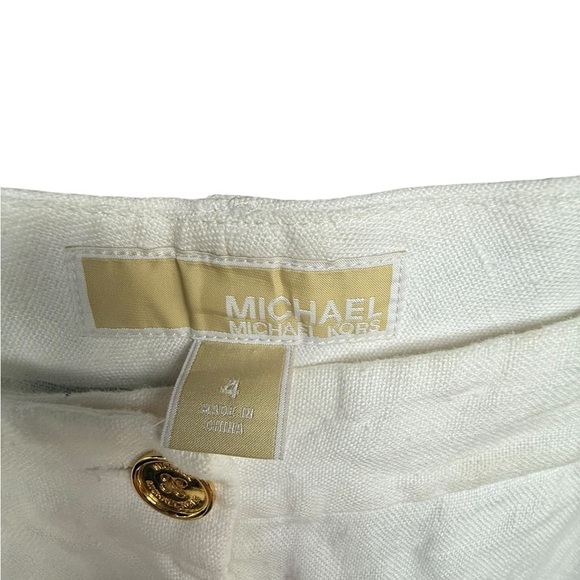 Michael Kors Women’s White 100% Linen Straight Trousers Size 4 Vacation Beach - Picture 3 of 7